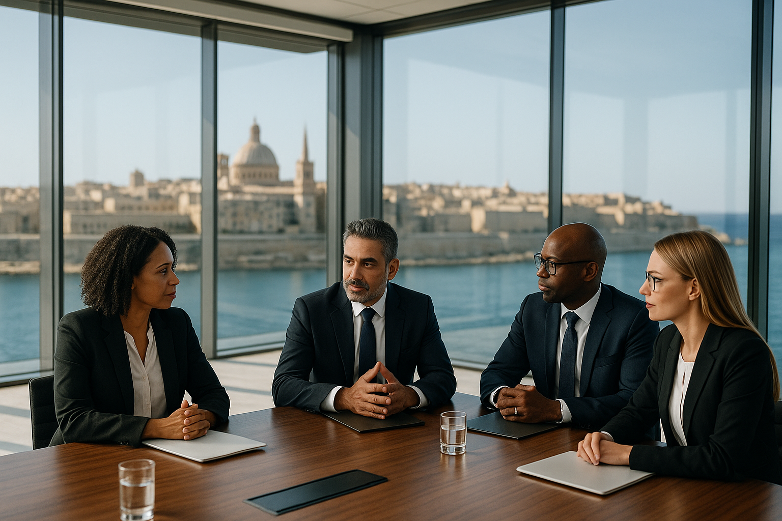 Modern boardroom with sea view